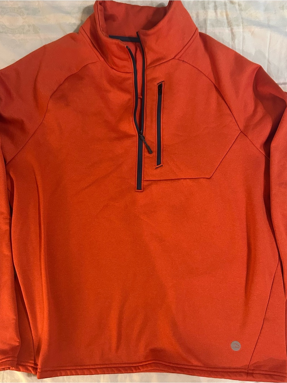 L.L. Bean Men’s Orange Quarter-Zip Fleece Pullover NWOT Pockets L